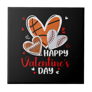 Azulejo De Cerâmica Happy Valentine Baseball Football Basketball Heart