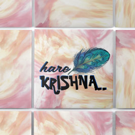 Azulejo De Cerâmica "Hare Krishna" Peacock Feather Hindu