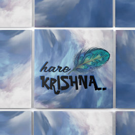 Azulejo De Cerâmica "Hare Krishna" Peacock Feather Hindu