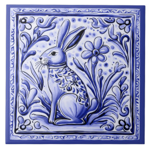 Azulejo De Cerâmica Hare Rabbit Mediterrâneo Coelhinhos Folha Arte Ani