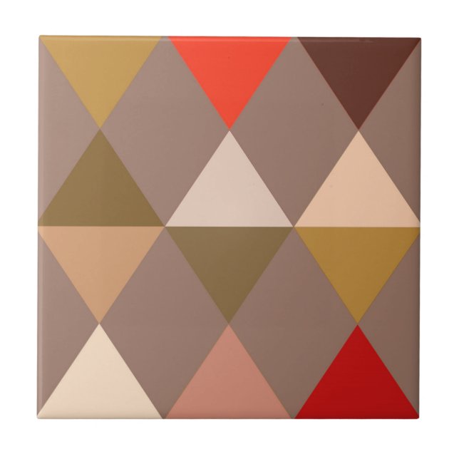 Azulejo De Cerâmica Harlequin / padrão diamante - Taupe e Vermelho (Frente)