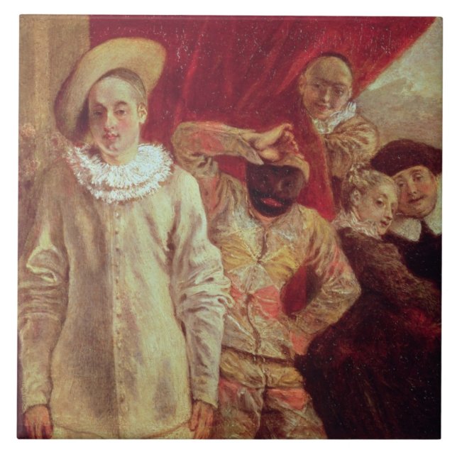 Azulejo De Cerâmica Harlequin, Pierrot e Scapin, atores de COM (Frente)