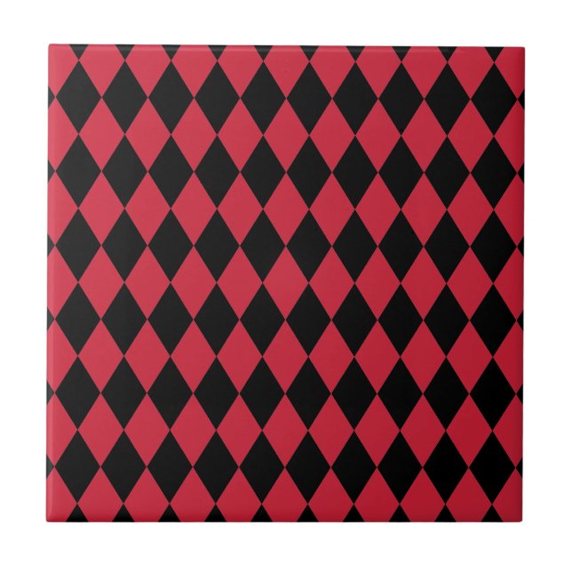 Azulejo De Cerâmica Harlequin Red e Black (Frente)