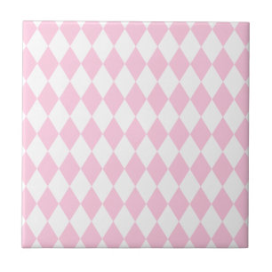 Azulejo De Cerâmica Harlequin rosa e branco