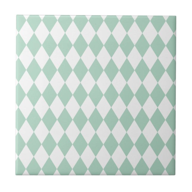 Azulejo De Cerâmica Harlequin Seafoam e branco (Frente)