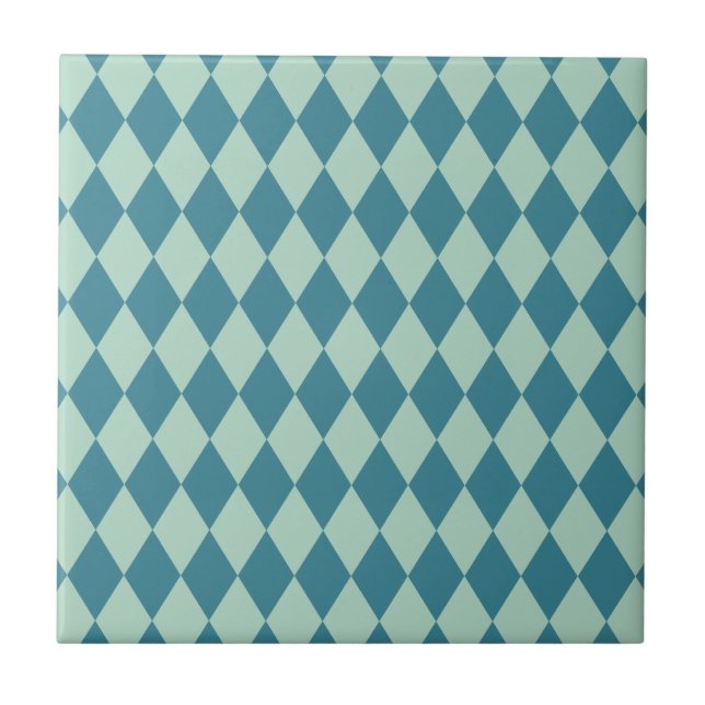 Azulejo De Cerâmica Harlequin Seafoam e cerceta (Frente)
