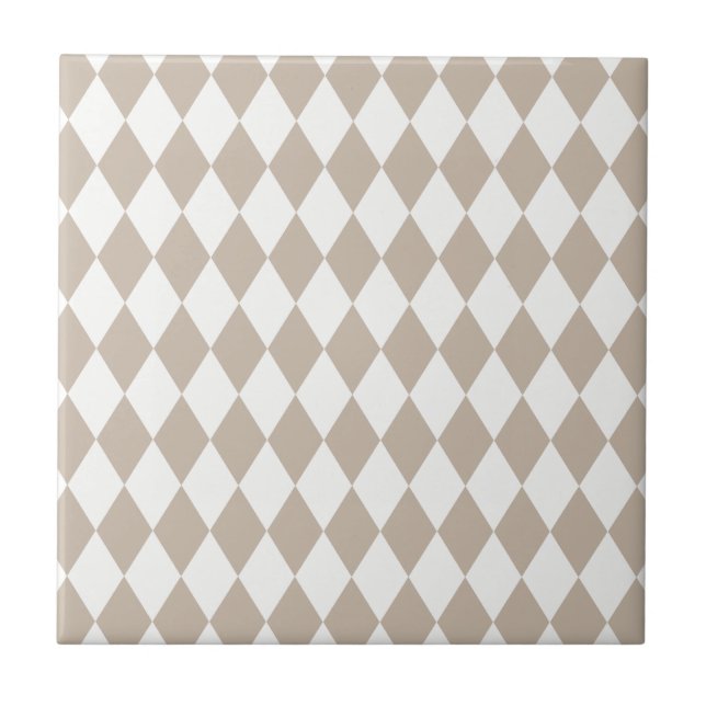 Azulejo De Cerâmica Harlequin Tan e White (Frente)