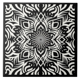 Azulejo De Cerâmica Harmonia B&W (com borda)