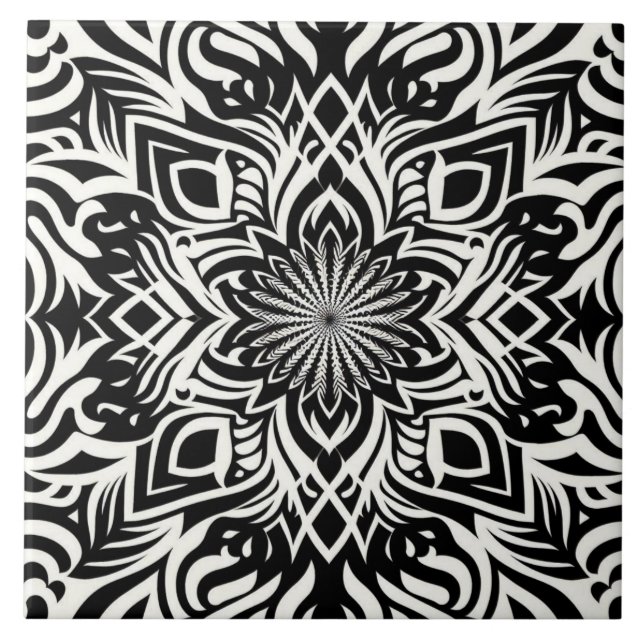 Azulejo De Cerâmica Harmonia B&W (sem borda) (Frente)