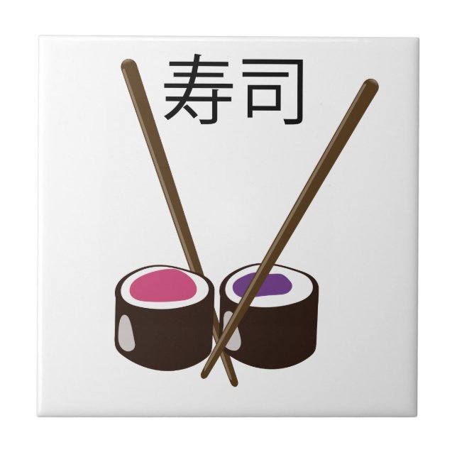Azulejo De Cerâmica Hashis de Sushi Japonês (Frente)