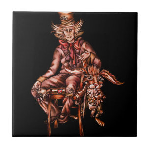 Azulejo De Cerâmica Hatter louco com o desenho da lebre de março