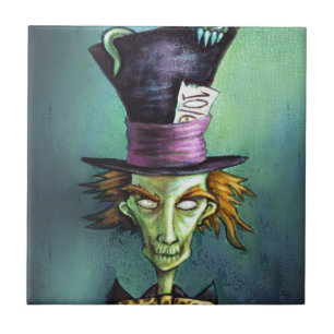 Azulejo De Cerâmica Hatter louco escuro de Alice no país das