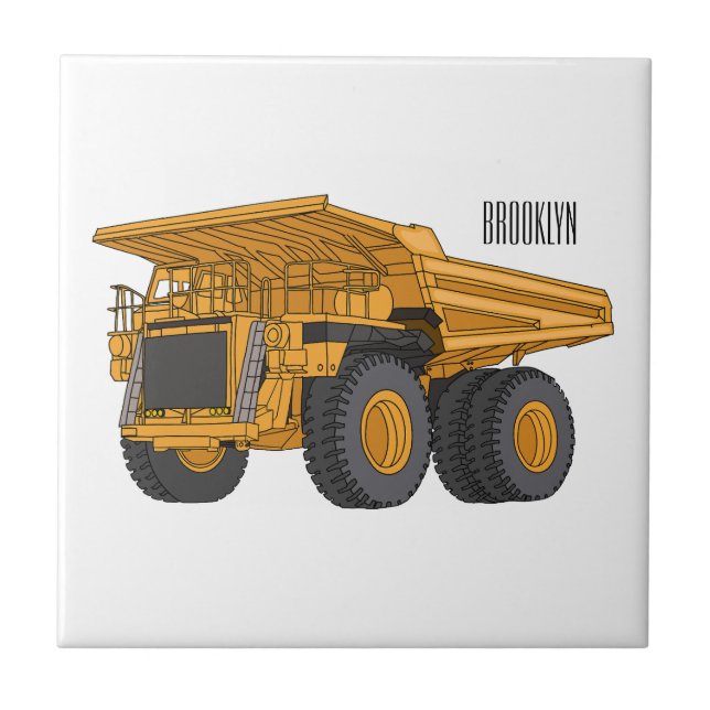 Azulejo De Cerâmica Haul truck cartoon illustration (Frente)