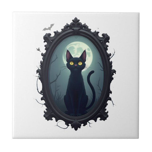 Azulejo De Cerâmica Haunted Cat Mirror (Frente)