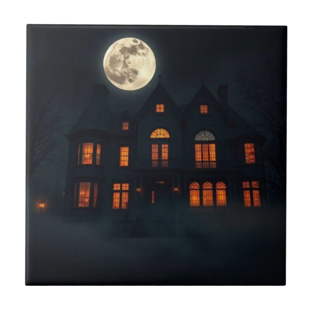 Azulejo De Cerâmica Haunted Gothic Mansion Halloween Ceramic Tile (Frente)