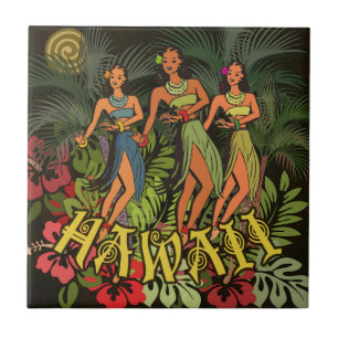 Azulejo De Cerâmica Hawaii Aloha Palm Hula Art Design