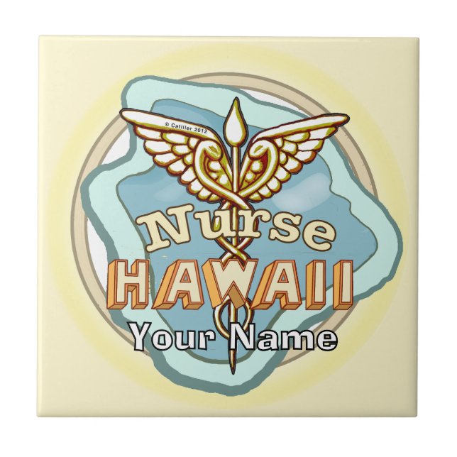 Azulejo De Cerâmica Hawaii Nurse Caduceus tile (Frente)
