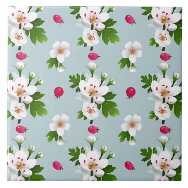 Azulejo De Cerâmica Hawthorn Flowers (Frente)