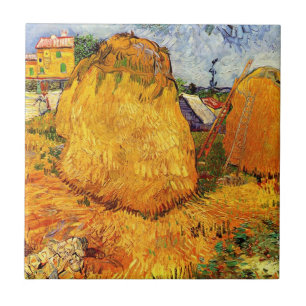 Azulejo De Cerâmica Haystacks em Provença por Vincent van Gogh