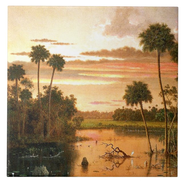Azulejo De Cerâmica Heade - Excelente Flórida Sunset, pintura de arte  (Frente)
