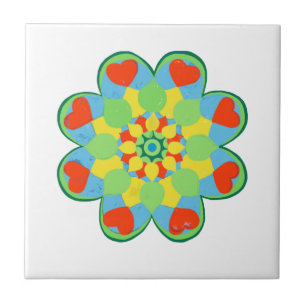 Azulejo De Cerâmica Heart Mandala Watercolor