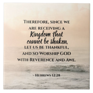 Azulejo De Cerâmica Hebraico 12:28 Um Reino que não pode ser sacudido