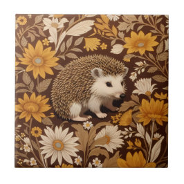 Azulejo De Cerâmica Hedgehog Brown Floral William Morris Inspirou