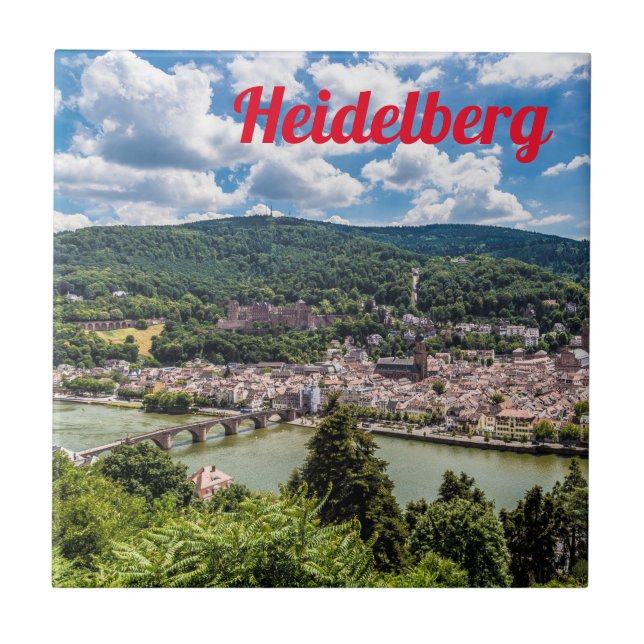Azulejo De Cerâmica Heidelberg Neckar Panorama Alemanha (Frente)