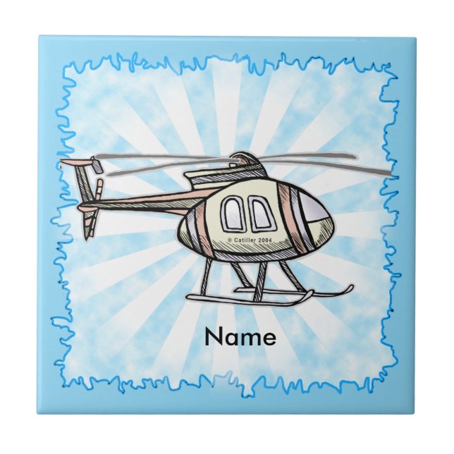 Azulejo De Cerâmica Helicóptero agitado (Frente)