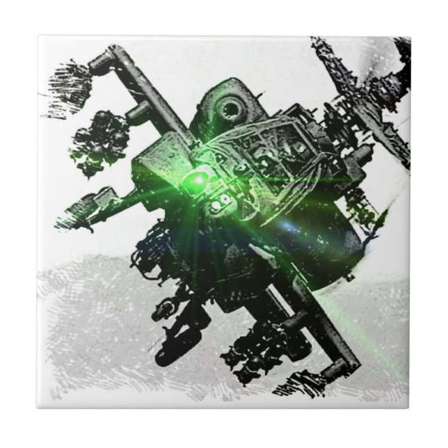 Azulejo De Cerâmica Helicóptero de Apache (Frente)