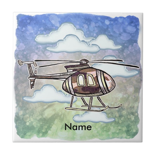 Azulejo De Cerâmica Helicóptero Rápido  (Frente)