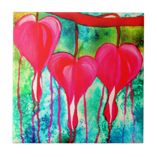 Azulejo De Cerâmica Hemorragia Corações flores arte