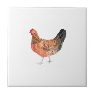 Azulejo De Cerâmica Hen Chicken Farm Animal aquarela Arte de quintal