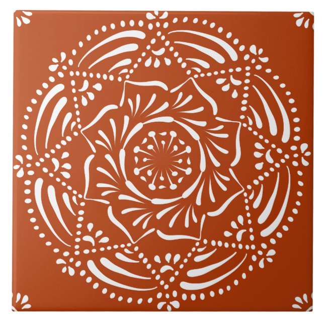 Azulejo De Cerâmica Henna Mandala (Frente)