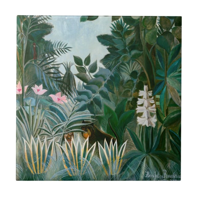 Azulejo De Cerâmica Henri Rousseau - A Selva Equatorial (Frente)