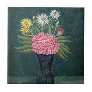 Azulejo De Cerâmica Henri Rousseau - Dália e Margaridas num Vaso
