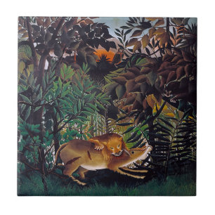 Azulejo De Cerâmica Henri Rousseau - O Leão Faminto