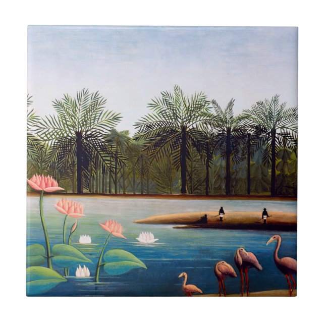 Azulejo De Cerâmica Henri Rousseau - Os Flamingos (Frente)