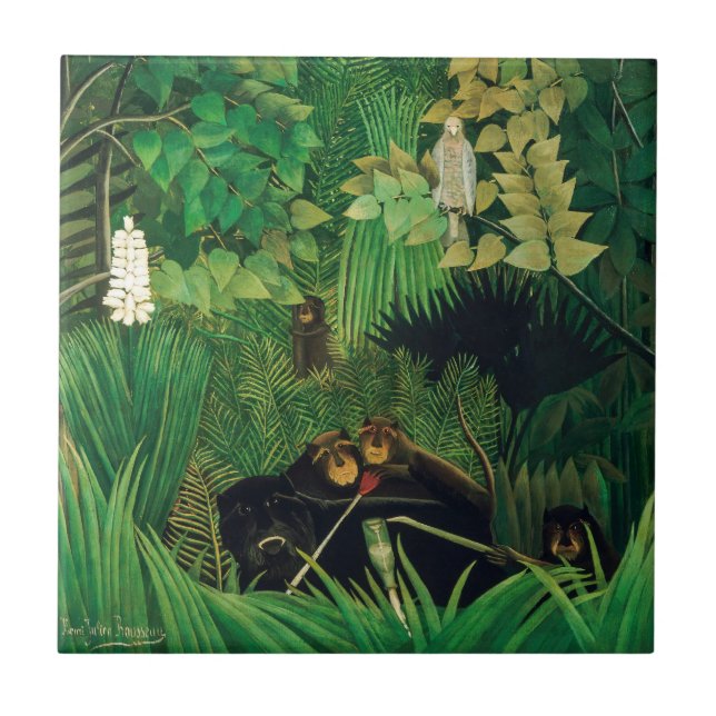Azulejo De Cerâmica Henri Rousseau - Os Jesters Feliz (Frente)