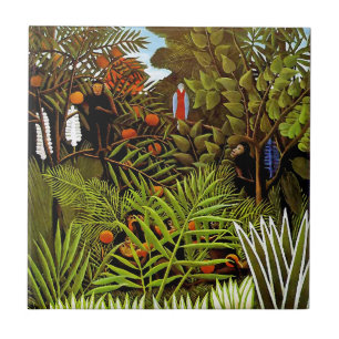 Azulejo De Cerâmica Henri Rousseau - Paisagem Exótica Arte da Selva