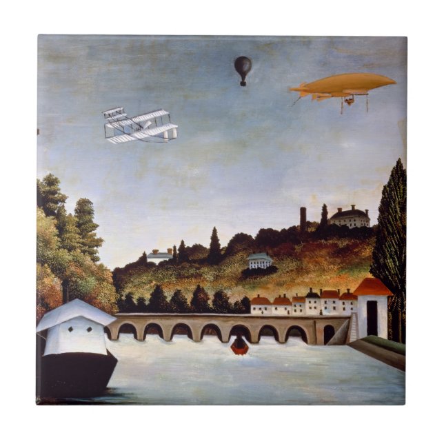 Azulejo De Cerâmica Henri Rousseau - Ponte Sevres e colinas de Clamart (Frente)