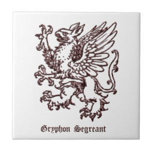 Azulejo De Cerâmica Heráldica medieval Gryphon segreant