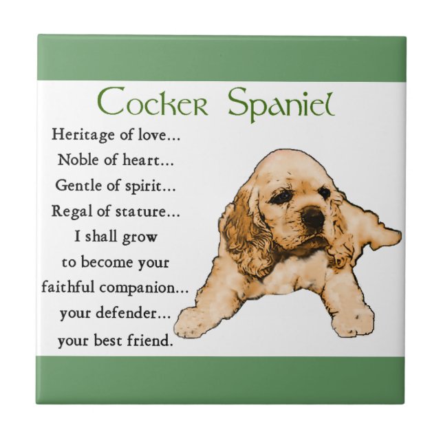 Azulejo De Cerâmica Herança do Amor do Cocker Spaniel (Frente)