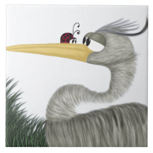 Azulejo De Cerâmica Herb O Herão E O Ladybug