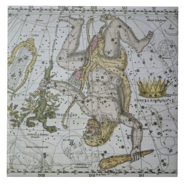 Azulejo De Cerâmica Hercules, "de um atlas celestial", bar. em 1822 ( (Frente)