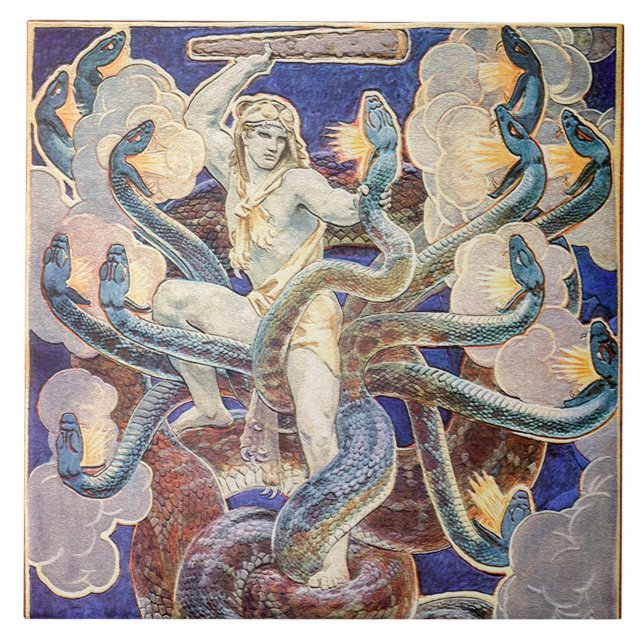 Azulejo De Cerâmica Hércules e a Hidra (Frente)
