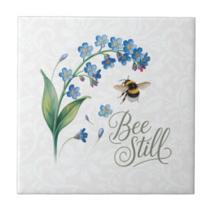 Azulejo De Cerâmica Heritage Floral Botânica em Aquarela Abelha