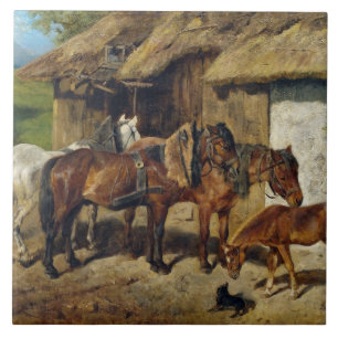 Azulejo De Cerâmica Hermine Biedermann Harnessed Cavalos na Cabeça