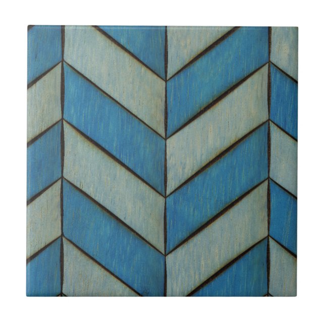 Azulejo De Cerâmica Herringbone azul (Frente)