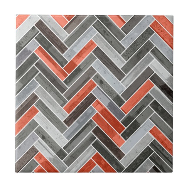 Azulejo De Cerâmica Herringbone Pattern in Orange Grey (Frente)